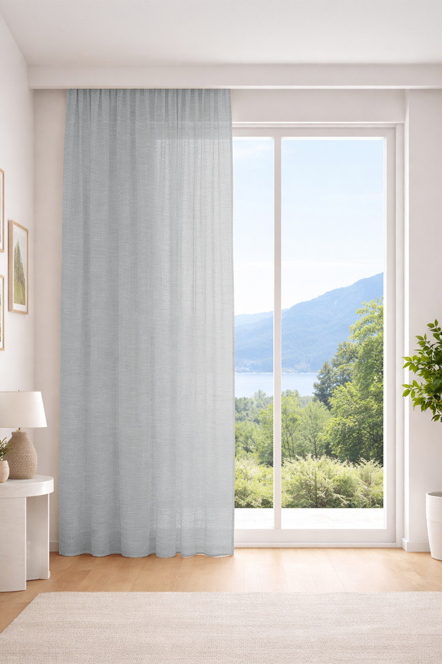 Eliza Gray Custom Size Tulle Curtain 260X250 Without Pleats