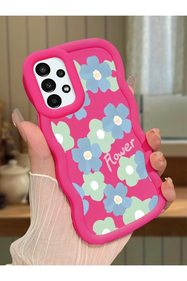 Samsung Galaxy A13 4g Compatible Case Camera Protector Red Silicone Couple Phone Case Floral Pattern
