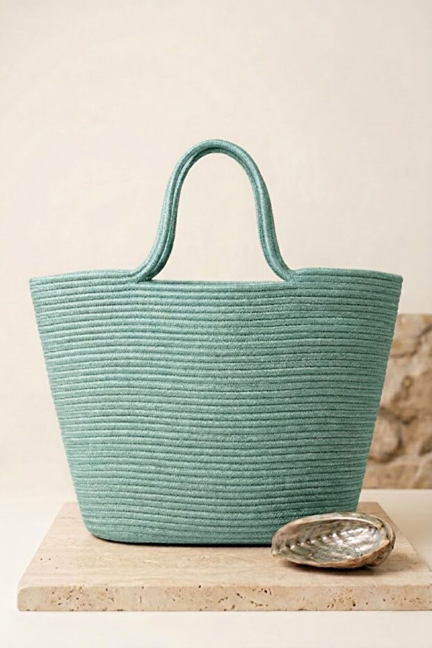 Handmade Short Handle Rope Knitted Women's Bag - Suitable for Daily & Beach Use