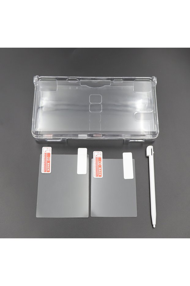 B White Stylus 1Set Crystal Clear Hard Shell Case + Top/Bottom Screen Protector Film + Stylus Pen Fu