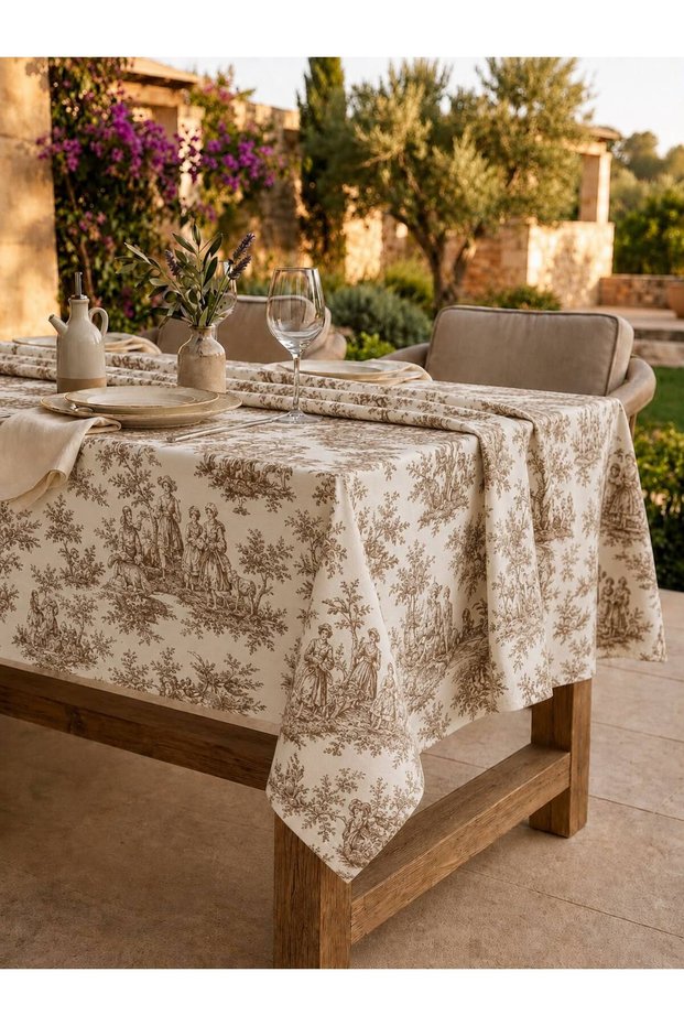 Duck Fabric Vintage French Country Patterned Decorative Plain Tablecloth
