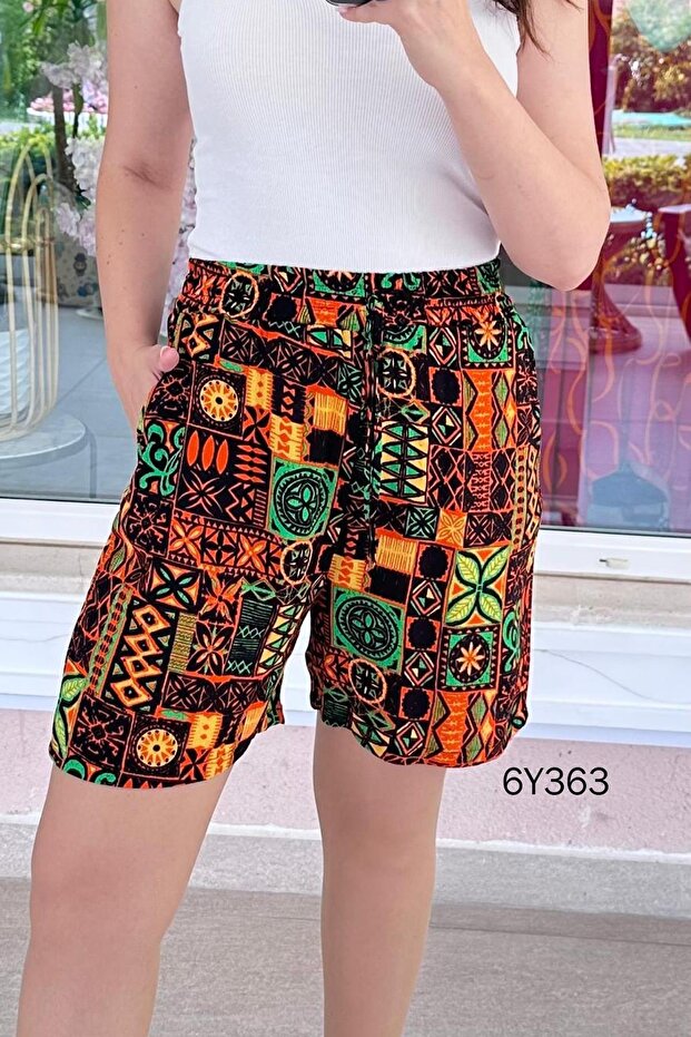 Elastic Waist Viscose Shorts 6Y363