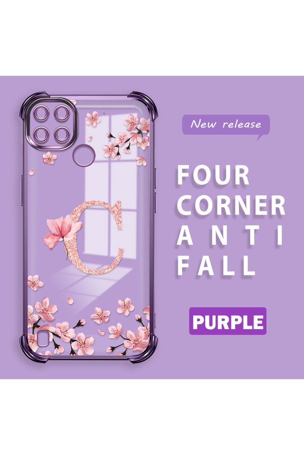 Realme C25Y/C21Y Compatible Transparent Back Four-Corner Reinforced Impact Protection Silicone Case
