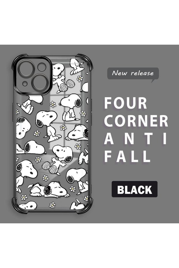 iPhone 14 Compatible Transparent Back Panel Four-Corner Reinforced Impact Protection Glossy Edge Silicone Case