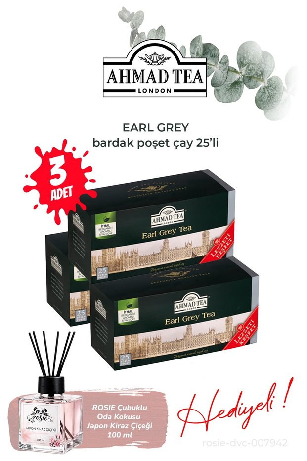 Cups of Tea Bags 25-Pack Earl Grey 3 Packs and Room Fragrance