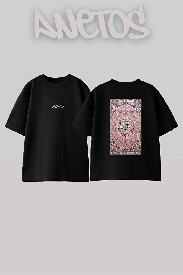 Iran Hali Design Back Printed Cotton Black Oversize T-Shirt