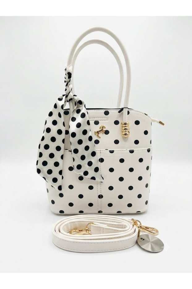 Leather-Look Multi-Compartment Hand and Shoulder Bag with Scarf Detail