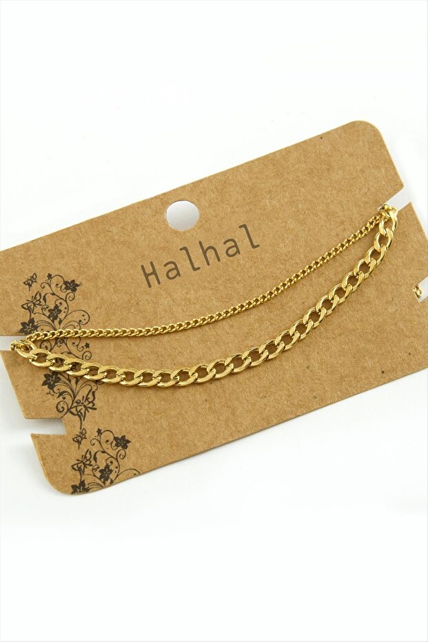 Aconcept Double Chain Luxury (05637) Steel Anklet-Yellow