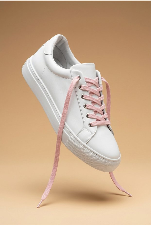 Powder Pink Color Flat Knitted Sports Shoelaces