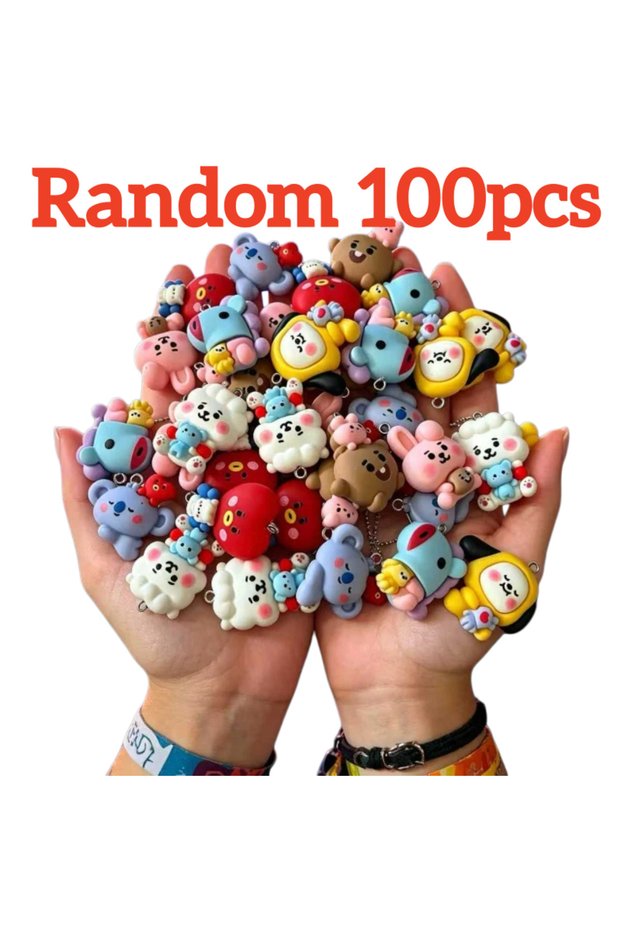 Bandai Random 100pcs 100pcs BT21 Resin Cartoon Charm DIY Accessories Craft Supplies For Jewelry Maki