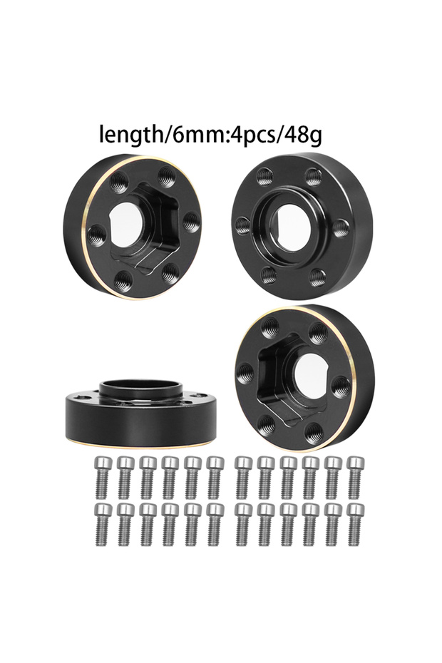 B 4pcs 6MM Brass Weights 12mm Wheel Hex Hub Widen Adapter for 1/10 RC Crawler 1.9 2.2Inch Wheels Rim