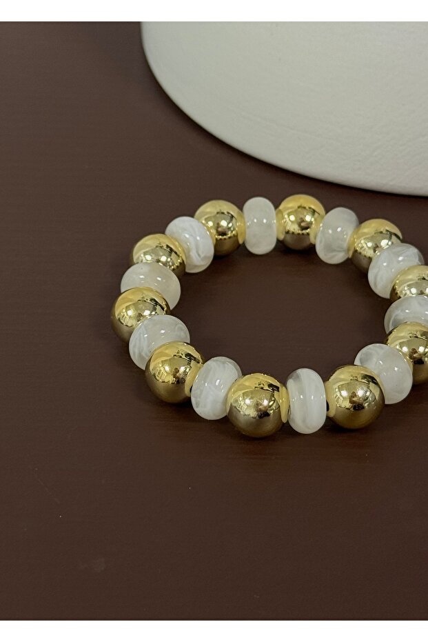 Gold&White Rubber Bracelet