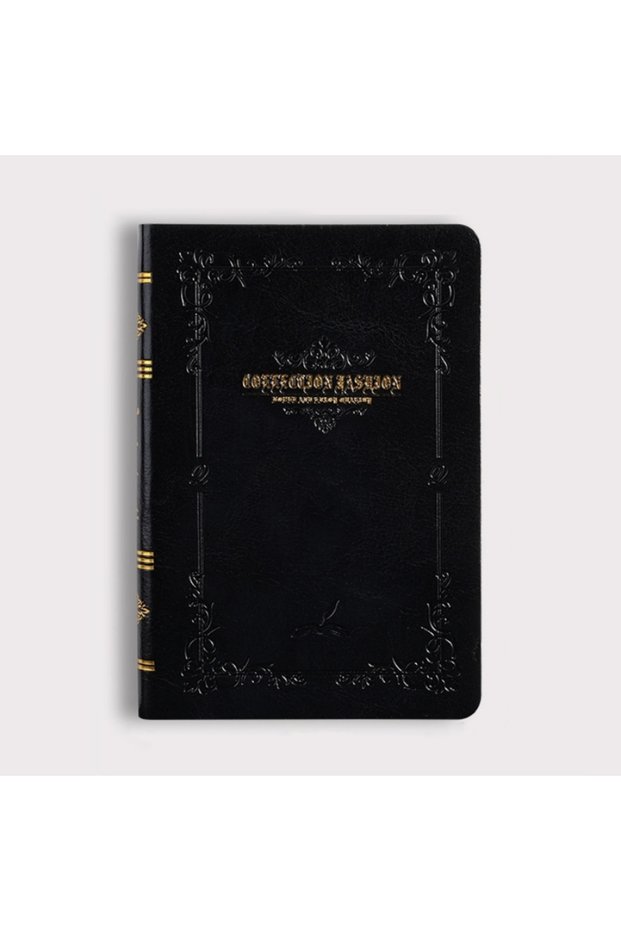 A7 black A6A7 Vintage Hot Gold Printed Notebook Cute Compact Portable Pocket Hard Shell PU Leather N