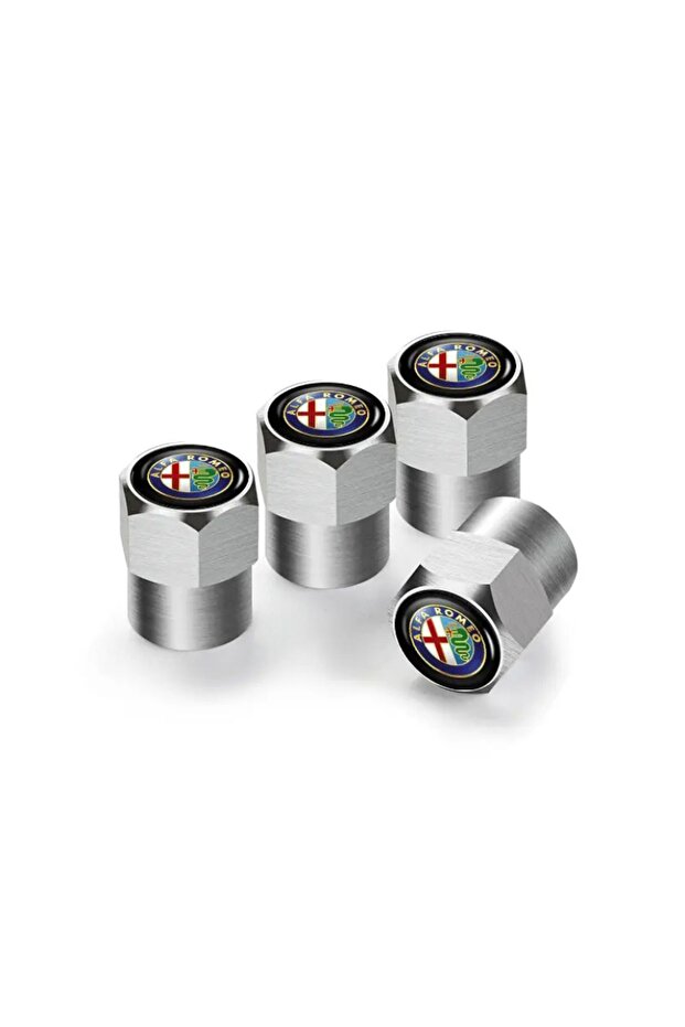 Alfa Romeo Logo Aluminum Coating 4 Pieces Valve Cover (Silver)