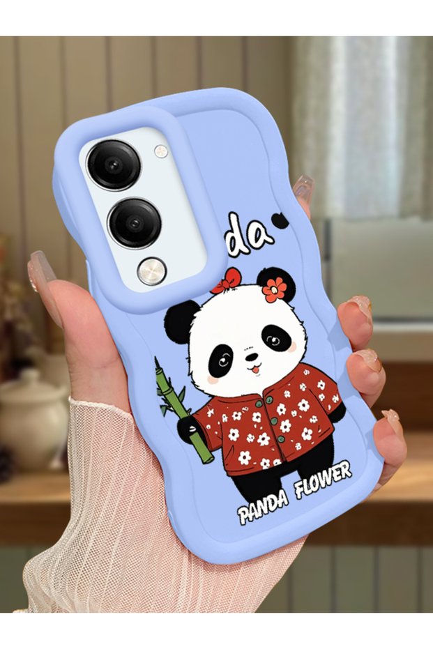 Vivo Y29T 5g Compatible Case Camera Protector Blue Silicone Couple Phone Case Panda Pattern