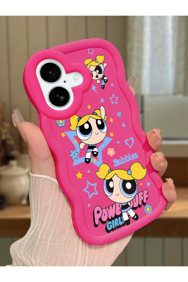 iPhone 16 Plus Compatible Case with Camera Protector Red Silicone Couple Phone Case Cartoon Pattern