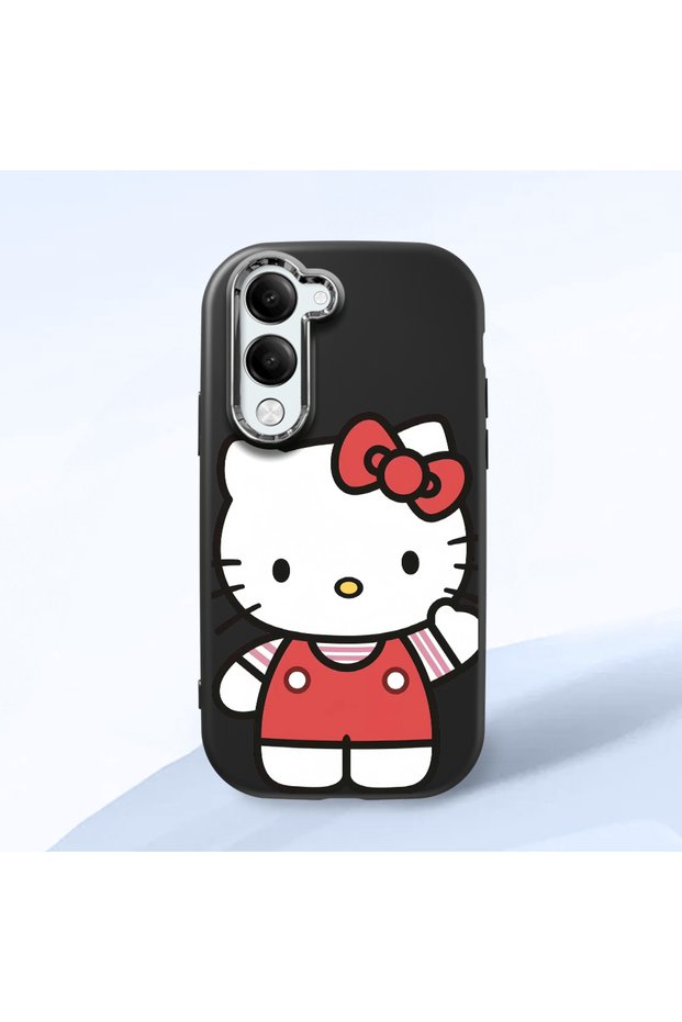 Vivo Y29S Compatible Case Camera Protector Black Silicone Couple Phone Case Kitty Pattern