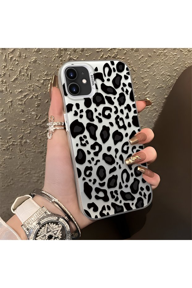 iPhone 12/12 Pro Compatible High-Quality Black Leopard Phone Case, Shock-Resistant