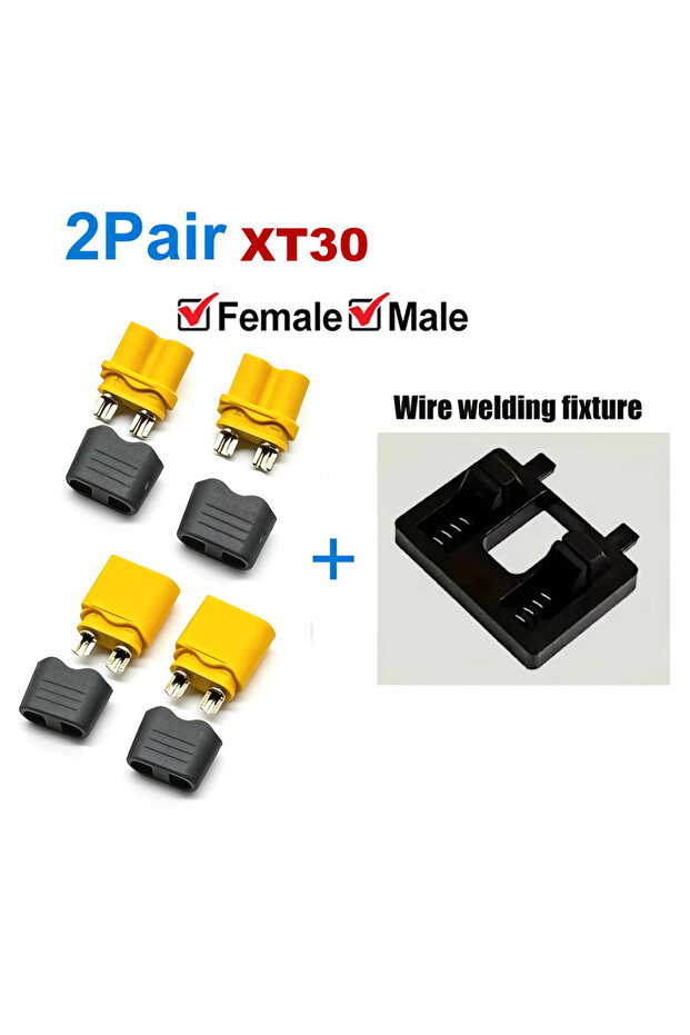 XT30 2-Pair XT30 Connector Plug with Sheath Housing Male/Female XT30 Plugs and Welding Fixtures For