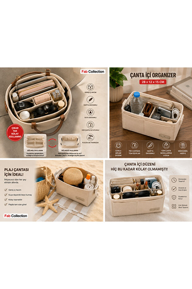 Double Compartment Bag Organizer Long Medium