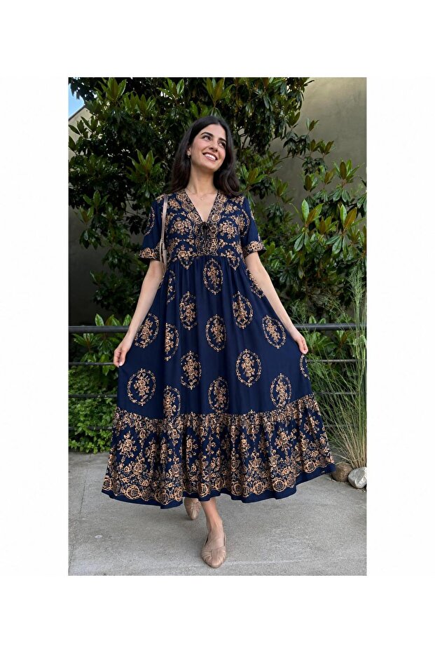 Summer Viscose Ethnic Patterned Dress