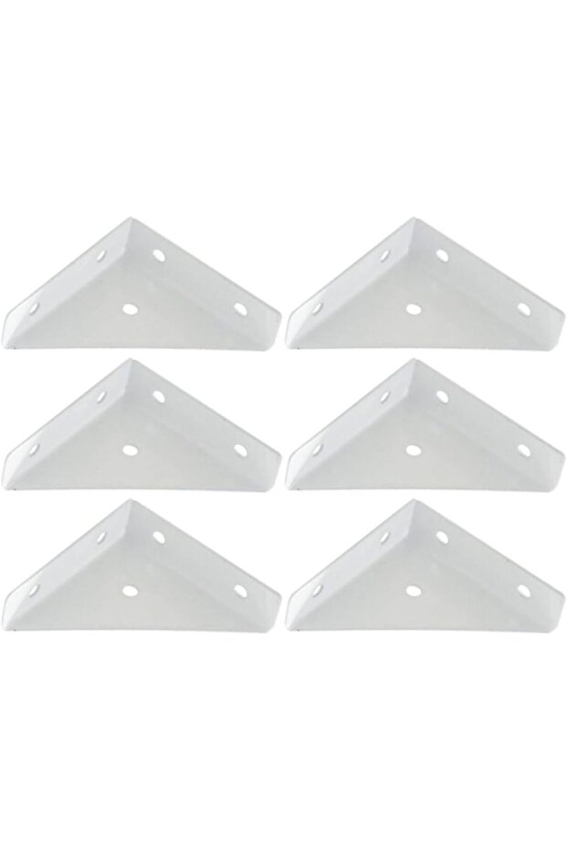 Triangular Metal Brackets White Iron Table Supports 6-Pack Connectors Furniture Corner Supports Fixing Cabinets Chairs Lightweight