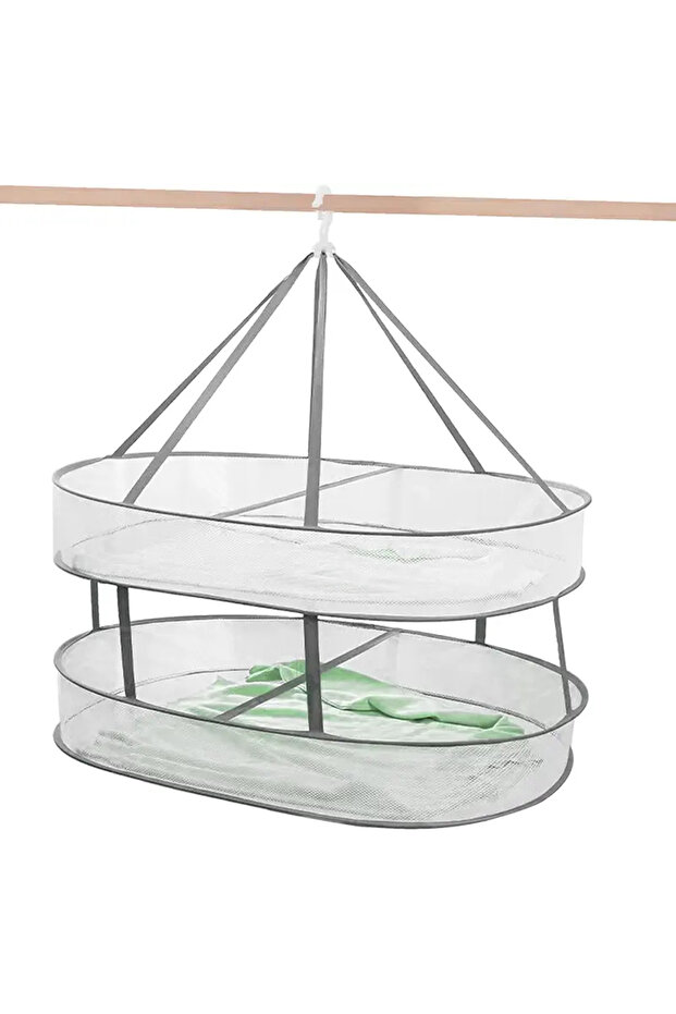 This double - layer foldable clothes rack, a 31.5 - inch mesh rack, saves space and can be used to dry sweaters and other clothes. It has a built...