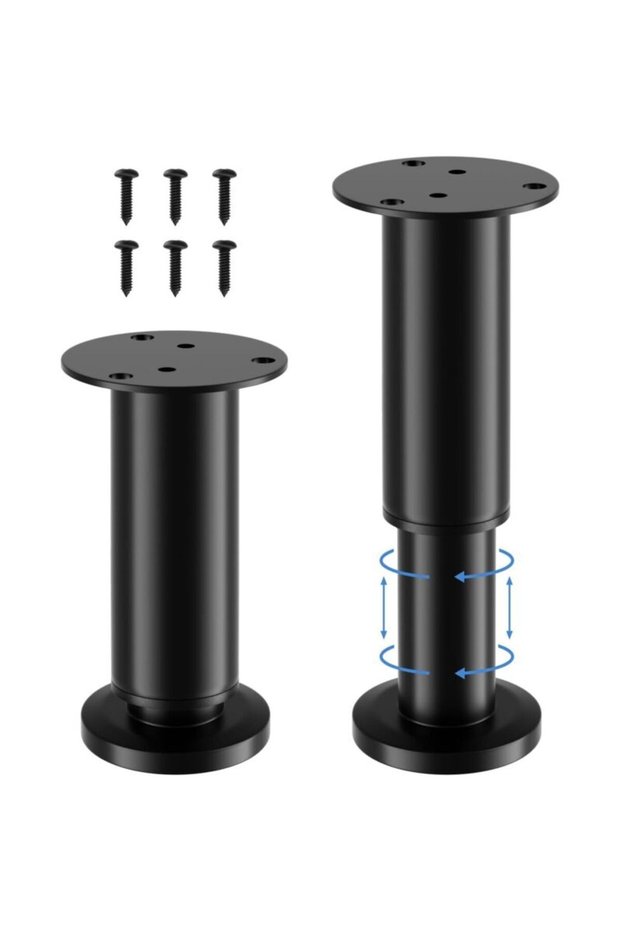 Adjustable stainless steel furniture legs – height adjustable from 12 to 18 cm – set of 4 with 16 screws – suitable for uneven surfaces.