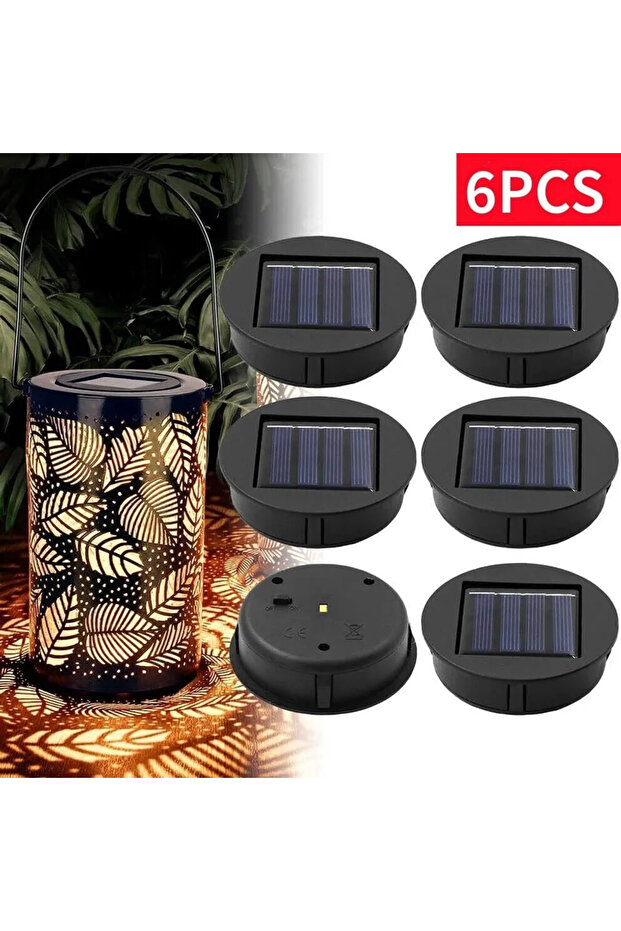 6 replacement solar lights, round solar light battery box, top solar panel lantern, with LED bulbs.