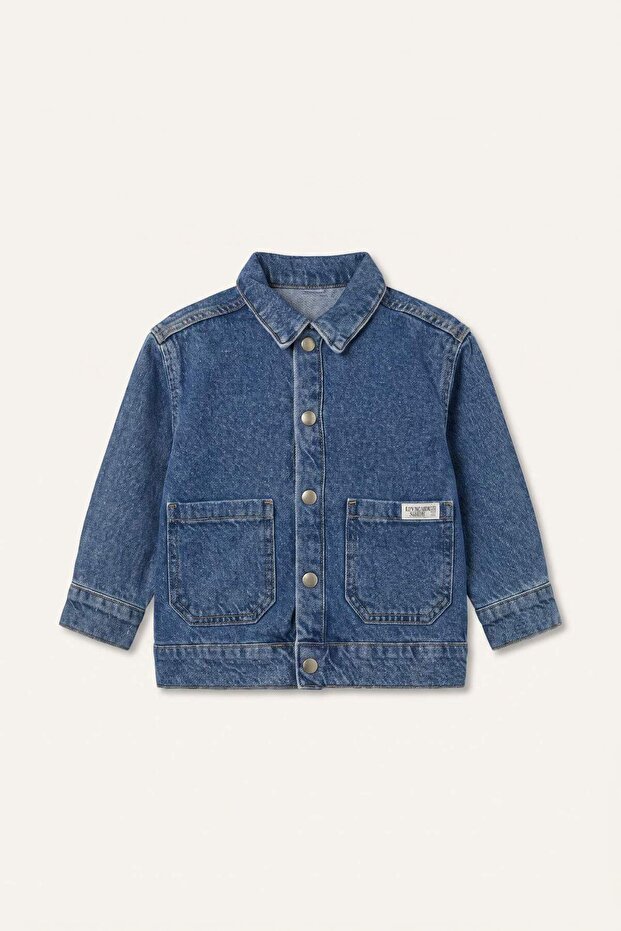 100% Cotton Snap Fastener Label Embroidered Pocket Jean Jacket Baby Boy I0817A526Au