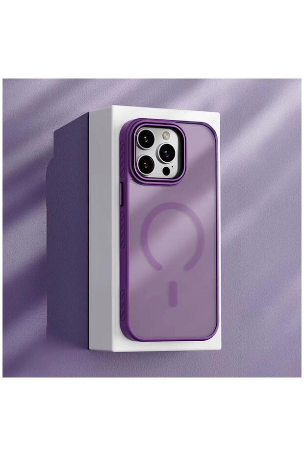 Apple iPhone 14 Pro Compatible Case Aura M-Safe Silicone Case Purple