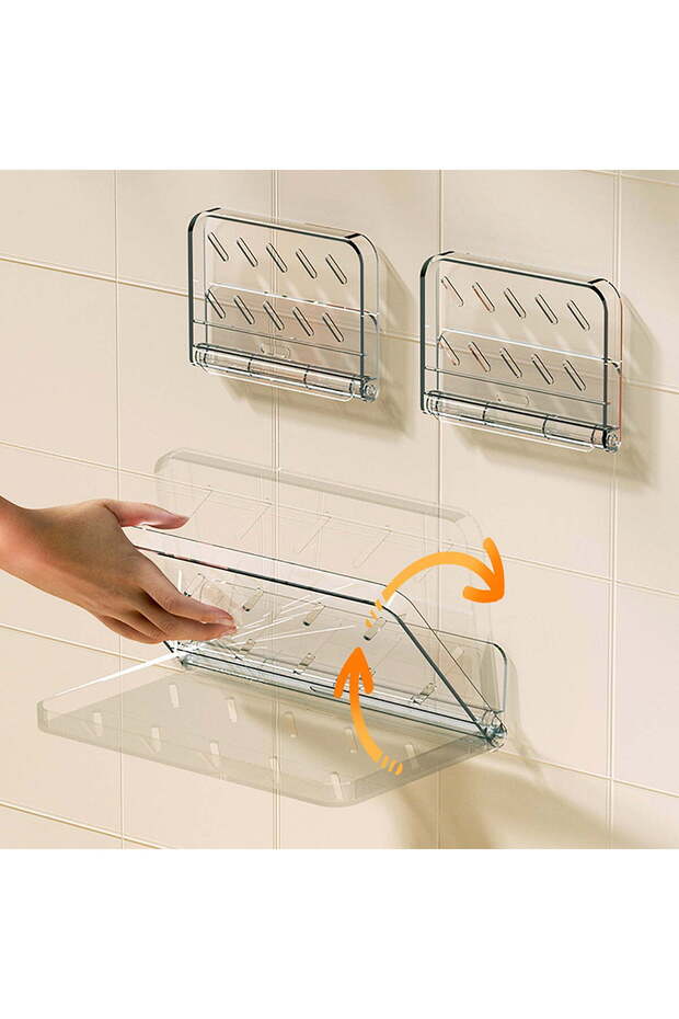 Clear Acrylic Foldable Floating Wall Shelf with Adhesive Backing