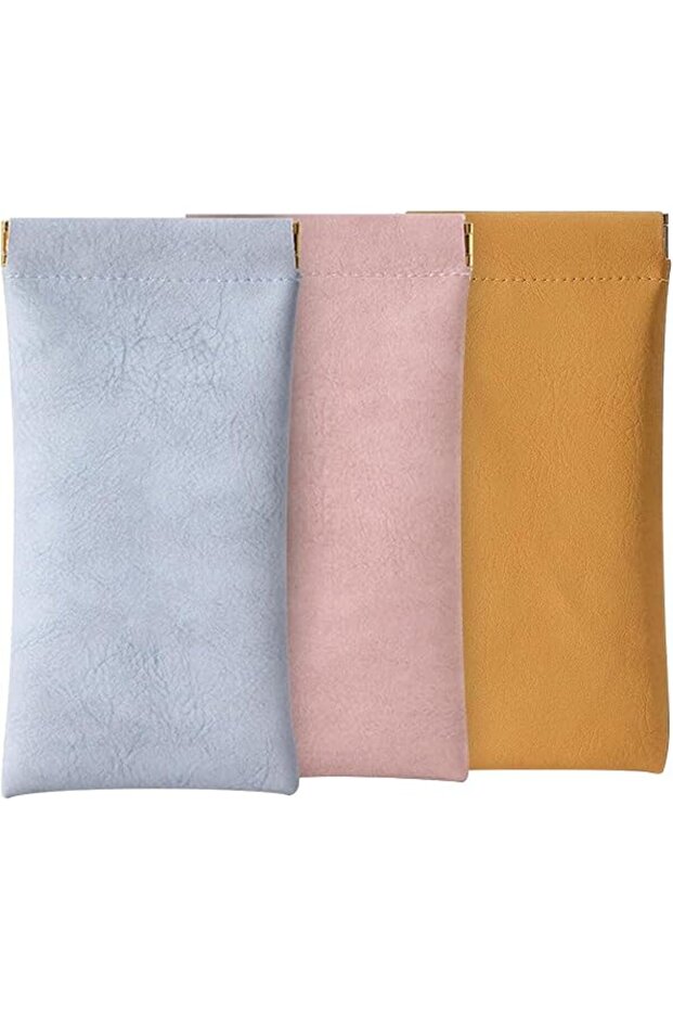Soft leather eyeglass case, squeeze-top portable sunglasses case, PU eyeglass pouch suitable for men and women.