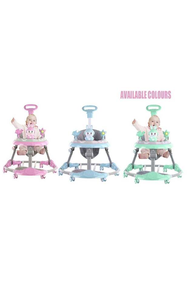 1PCS Baby Walker – 7-Speed Adjustable O-Leg Anti-Rollover Folding Stroller with Music and Lighting for Safe, Fun Baby Learning