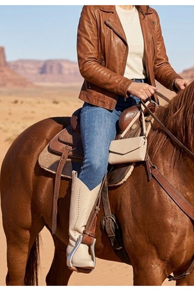 Meof Beige Leather Heeled Boots