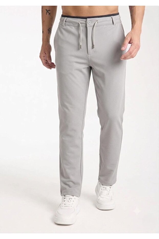 Men's Pants with Elastic Waist, Lycra, Straight Leg Jogger