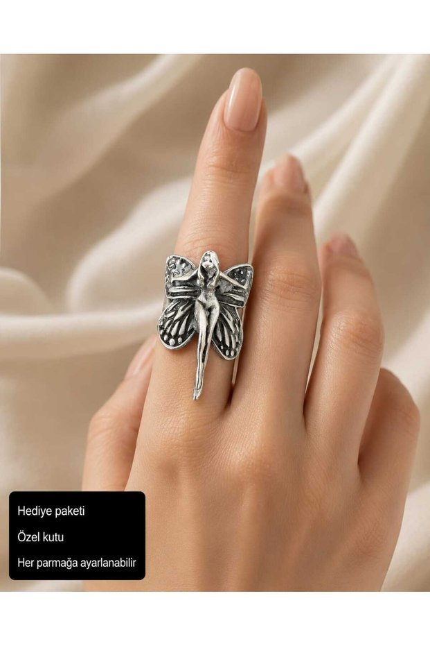 Gothic Fairy and Butterfly Wing Adjustable Women's Ring