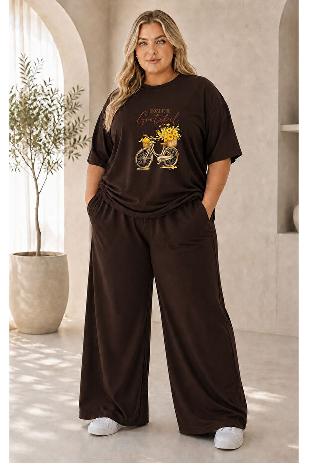 Women's Plus Size Premium Oversize Cotton 2-Piece Tracksuit Set Casual Comfortable Streetwear