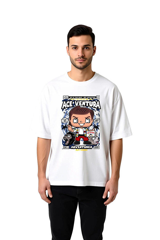Men's Oversize Graphic Printed T-Shirt Animal Detective Themed Casual Comfortable Cut Modern Stylish Comfortable