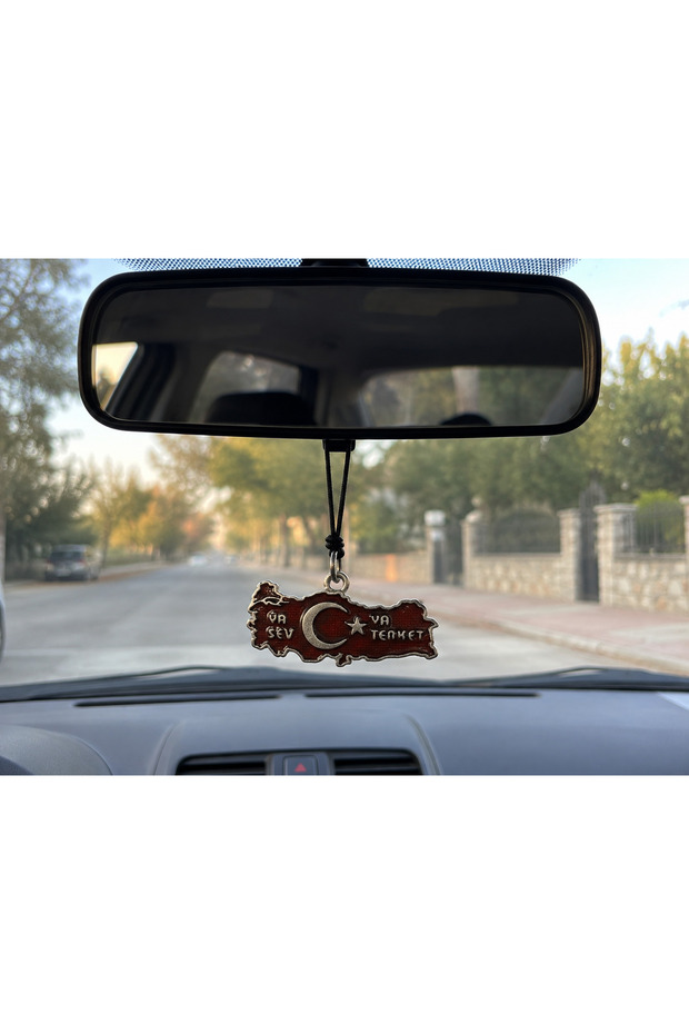 Turkey Map Themed "Neither Love nor Leave" Rear View Mirror Car Ornament – Vehicle Accessory