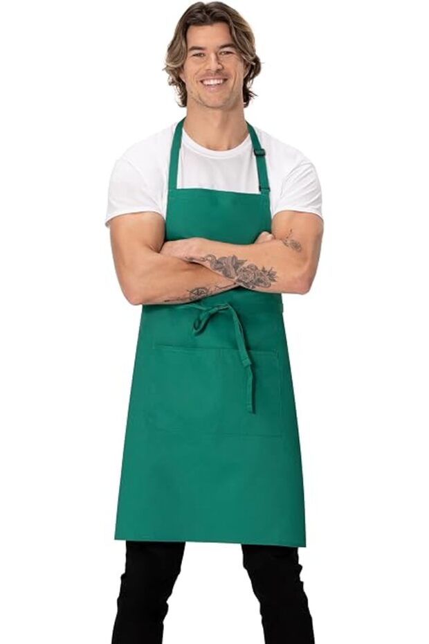 مريلة جزار للجنسين، أسود، مقاس واحد، أسود، مقاس واحد