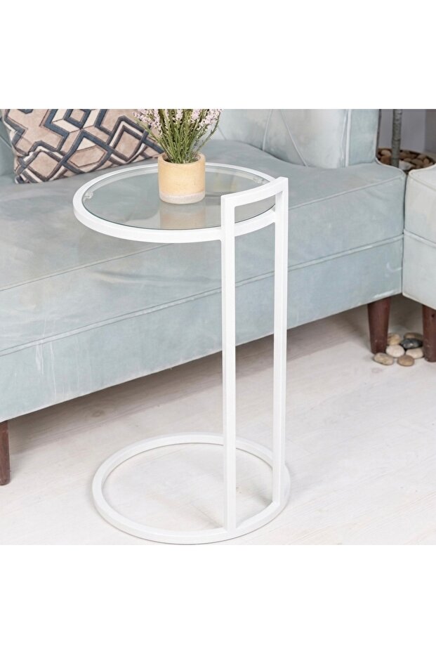 Modern Smart C-Shaped Side Table (60X35Cm) - Available in Black and White