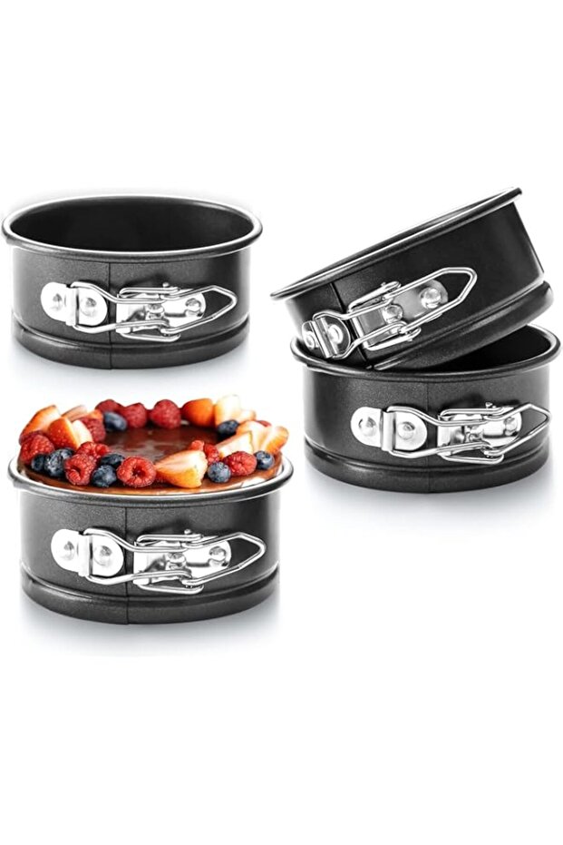 Joyzzz Mini Springform Pans, 4 Pack 4-Inch Non-Stick Round Cake Pans with Removable Bottom, Leak-Proof Cheesecake Pans for Baking Small Cakes, Pies and Quiches, Easy Release Design