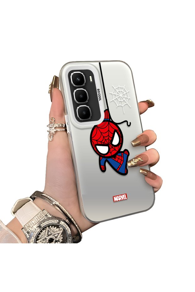 Infinix Hot 60 Pro Compatible Silicone Edge Hard Back Case Couple Phone Case Spider Man Patterned