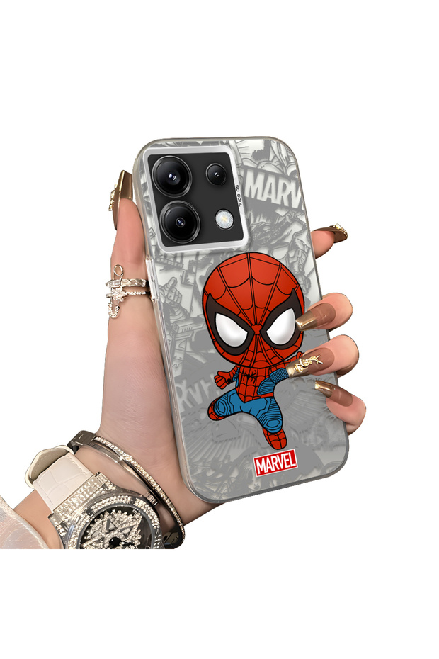 Redmi Note 13 Pro 5g Compatible Spider Man Patterned Silicone Edge Hard Back Case Couple Phone Case
