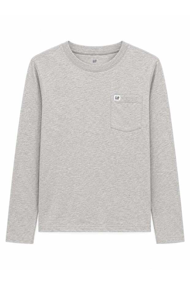 Gap Boys' Crew Neck Cotton T-Shirt 4-15 Years Gray