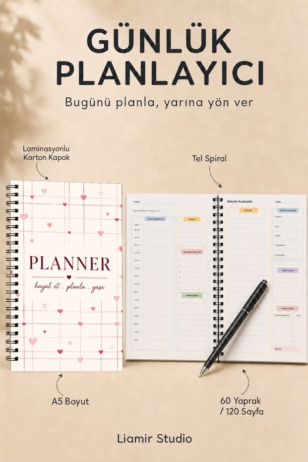Daily Planner | Agenda | Laminated Cardboard Cover | A5 Size