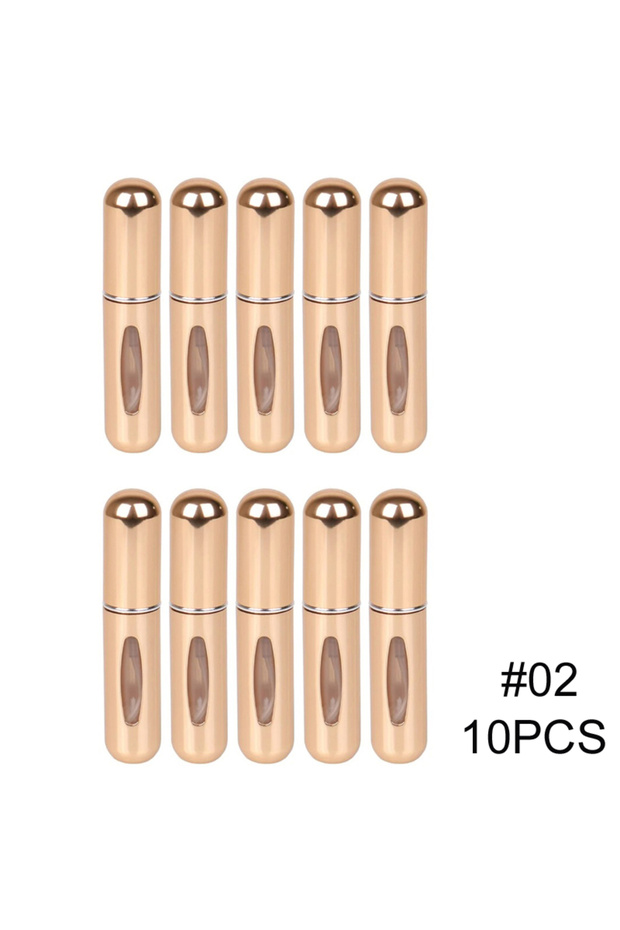 Metal 5ml Golden 10pcs 5ml Portable Refillable Spray Bottle Plastic Liner Perfume Atomizer Mini Samp