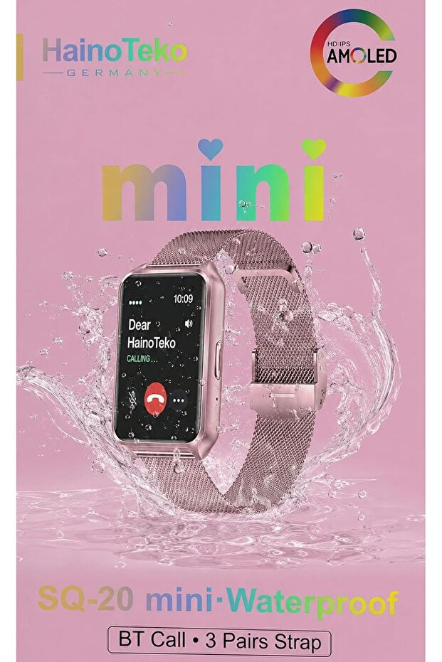 URBANNX SQ-20 Mini Waterproof Design Smart Watch with AMOLED Display 3 Pair Straps and Charging Ca