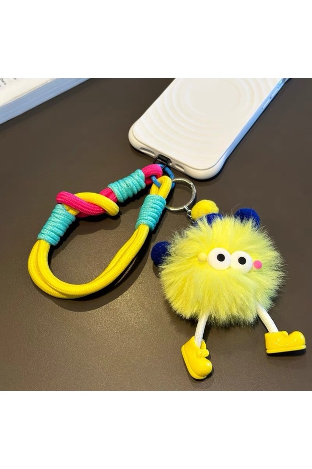 hszdp Cute Dopamine Coal Ball Braided Phone Strap, Soft Plush Cartoon Charm for Phones & CCD Cameras
